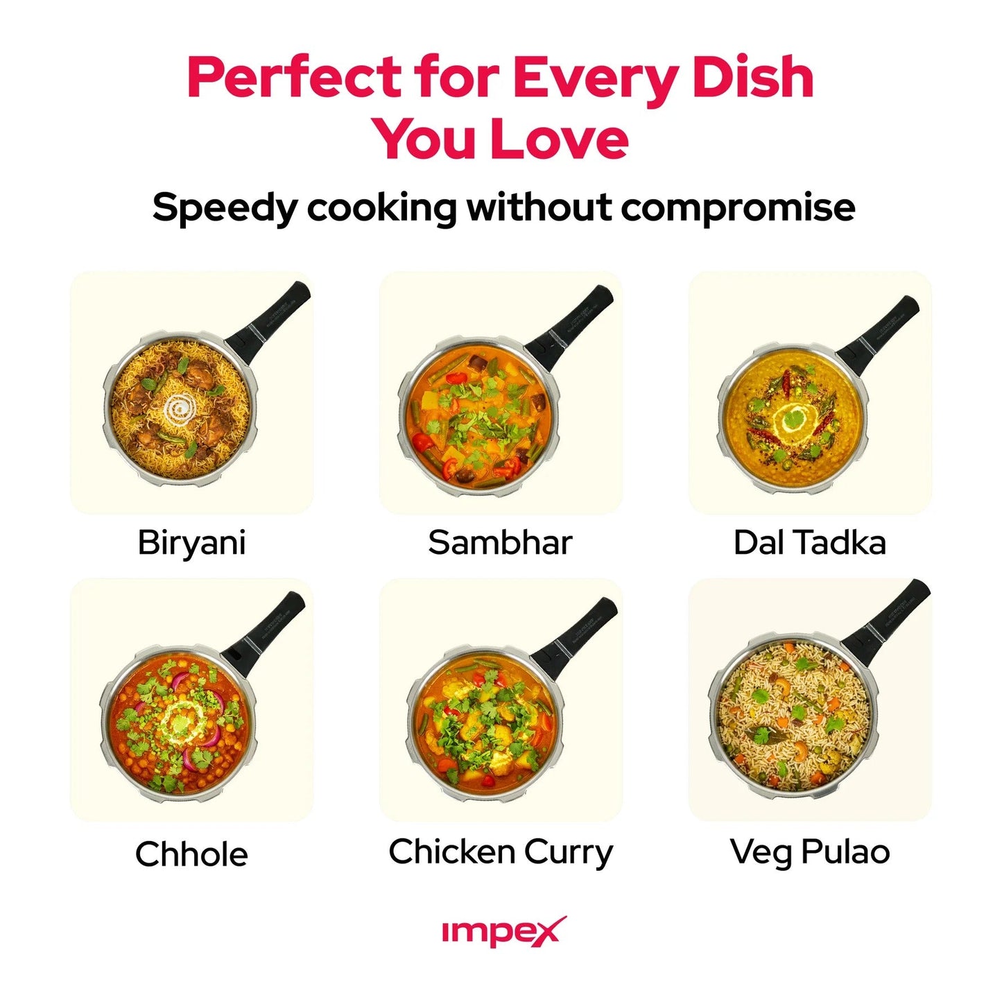 Impex EP3 3 Litre Stainless Steel Pressure Cooker Induction Base Sandwich Bottom Silver