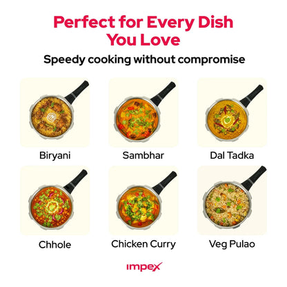 Impex EP3 3 Litre Stainless Steel Pressure Cooker Induction Base Sandwich Bottom Silver