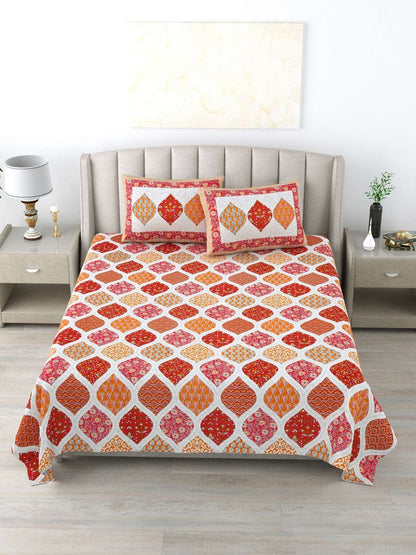 100% Pure Cotton Traditional Printed Bedsheet for Double Bed King Size Bedsheet with 2 Pillow Covers