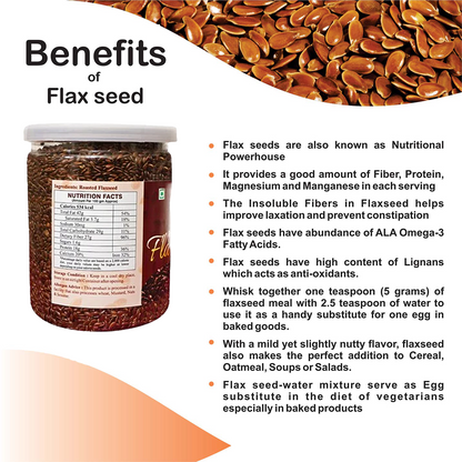 Elworld Agro & Organic Food Products Roasted Flaxseed (Alsi/ Teesi) - 300g