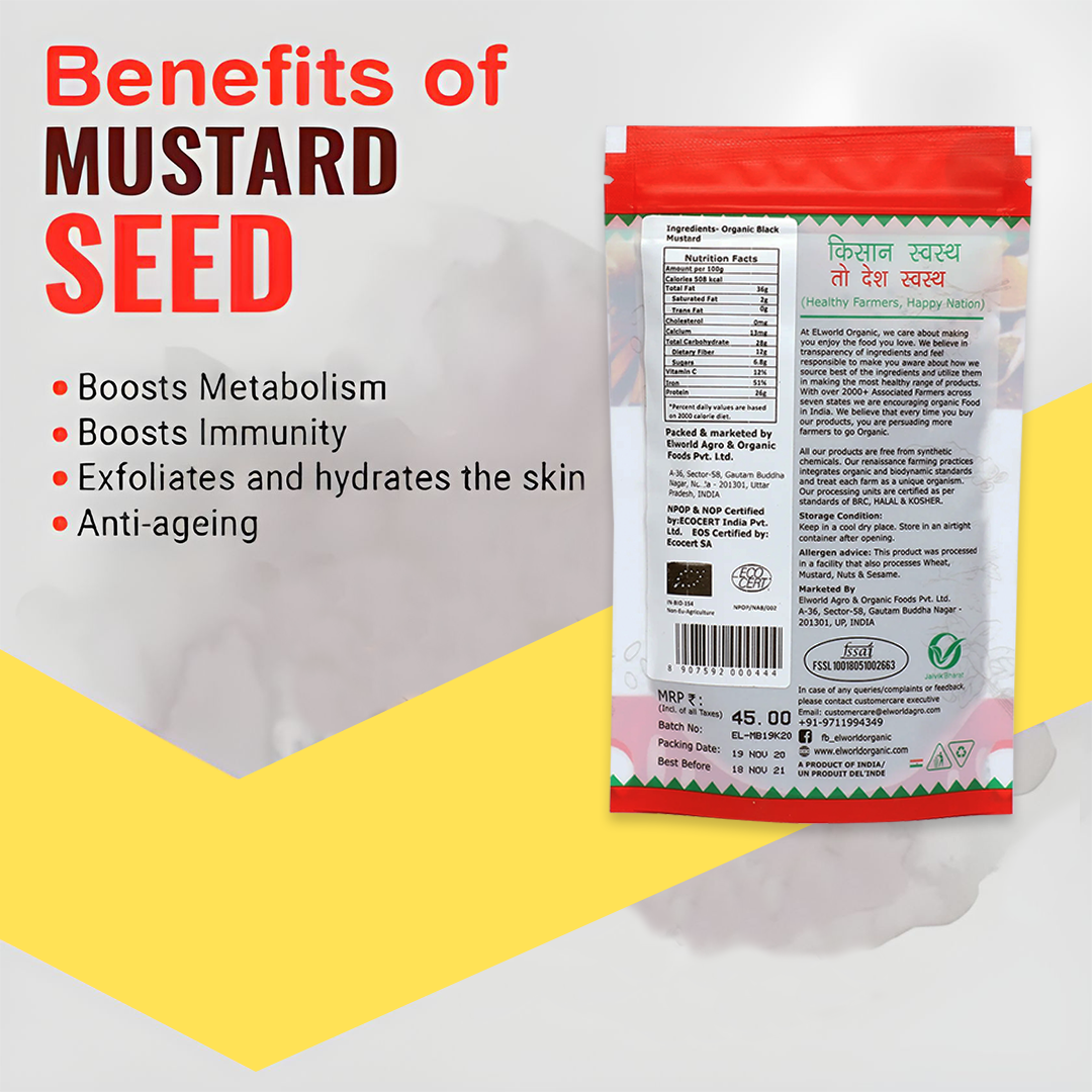 Elworld Agro & Organic Food   Products Black Mustard (Rai) Seeds 100g