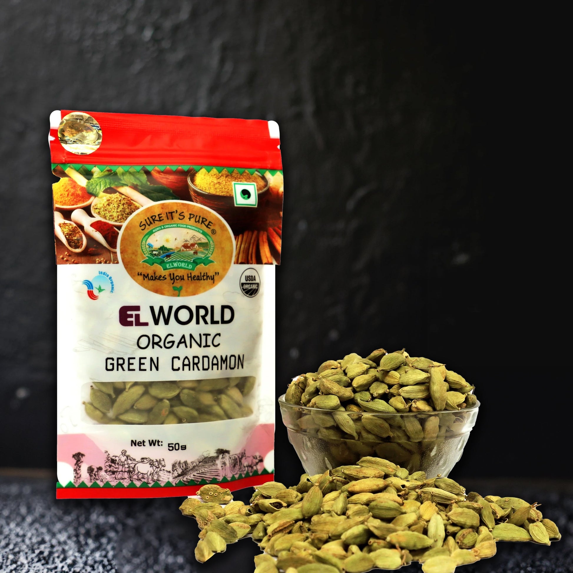 Elworld Agro & Organic Food Products Green Cardamon 50 g