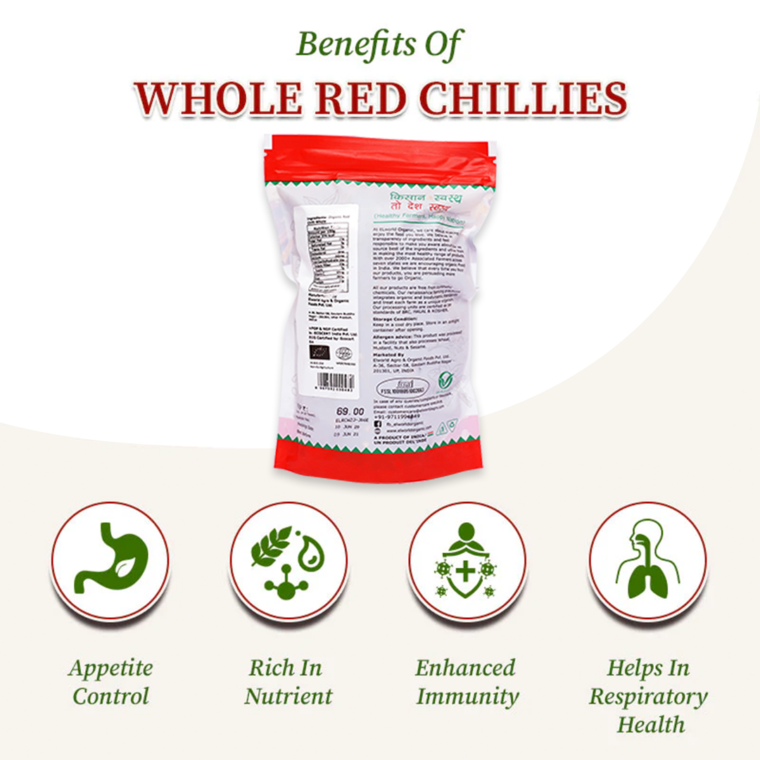 Elworld Agro & Organic Food Products  Red Chilli (Lal Mirch) Whole - 100 g
