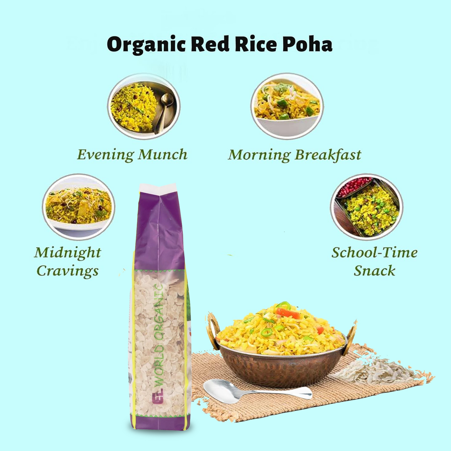 Elworld Agro & Organic Food Products Red Rice Poha 500 g