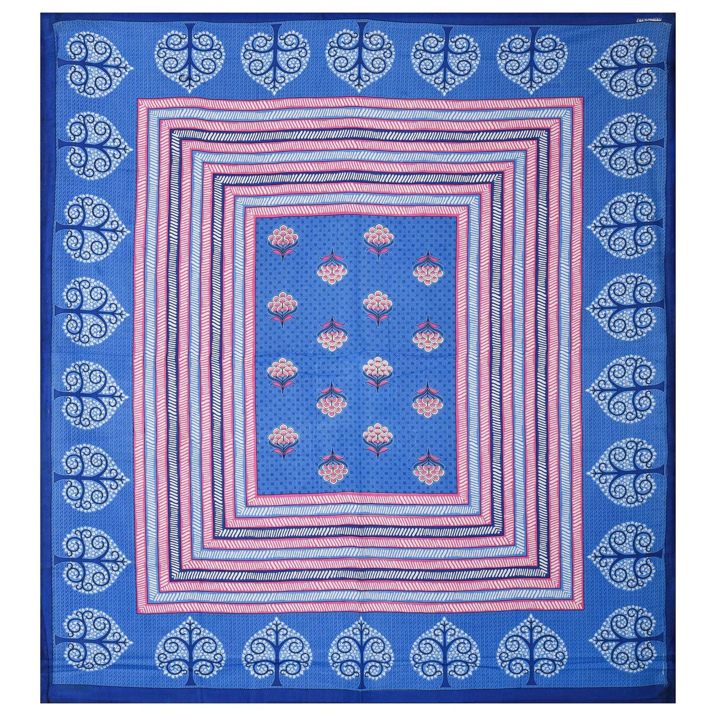 100% Pure Cotton Traditional Printed Bedsheet for Double Bed King Size Bedsheet with 2 Pillow Covers