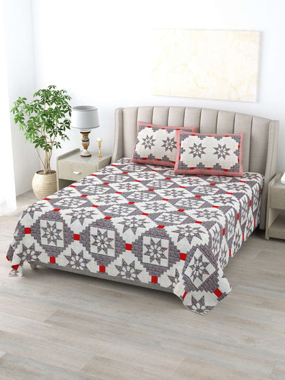 100% Pure Cotton Traditional Printed Bedsheet for Double Bed King Size Bedsheet with 2 Pillow Covers
