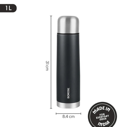 Borosil Thermo Double Wall Insulated Bottle Matte Black