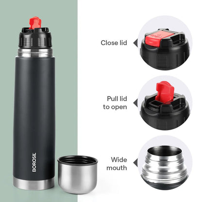 Borosil Thermo Double Wall Insulated Bottle Matte Black