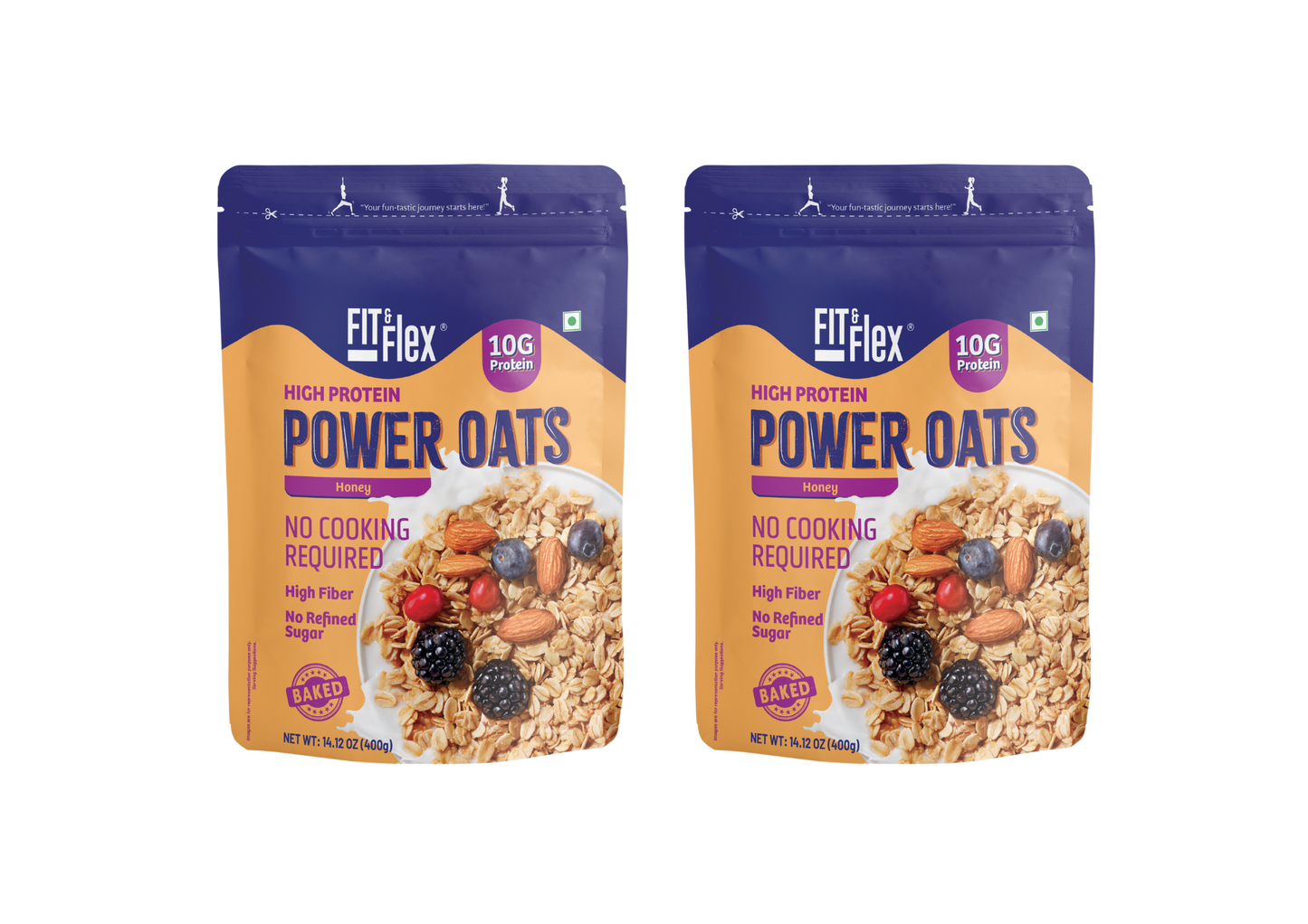 Power Oats | Honey Flavor | No Cooking Required - Ready To Eat | Zero Added Sugar
