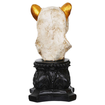 Handmade Lioness Head Statue Stone Finish Animal Figurines Gifts Antique Design for Home Decoration(White)