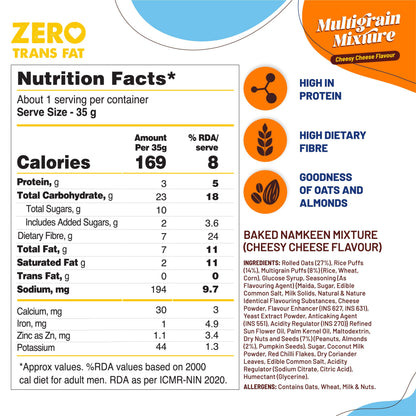 Cheesy Cheese Multigrain Mixture (Pack of 2 - 180G x 2) High Fibre, Loaded with Nuts & Seeds