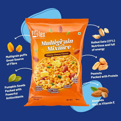 Cheesy Cheese Multigrain Mixture (Pack of 2 - 180G x 2) High Fibre, Loaded with Nuts & Seeds