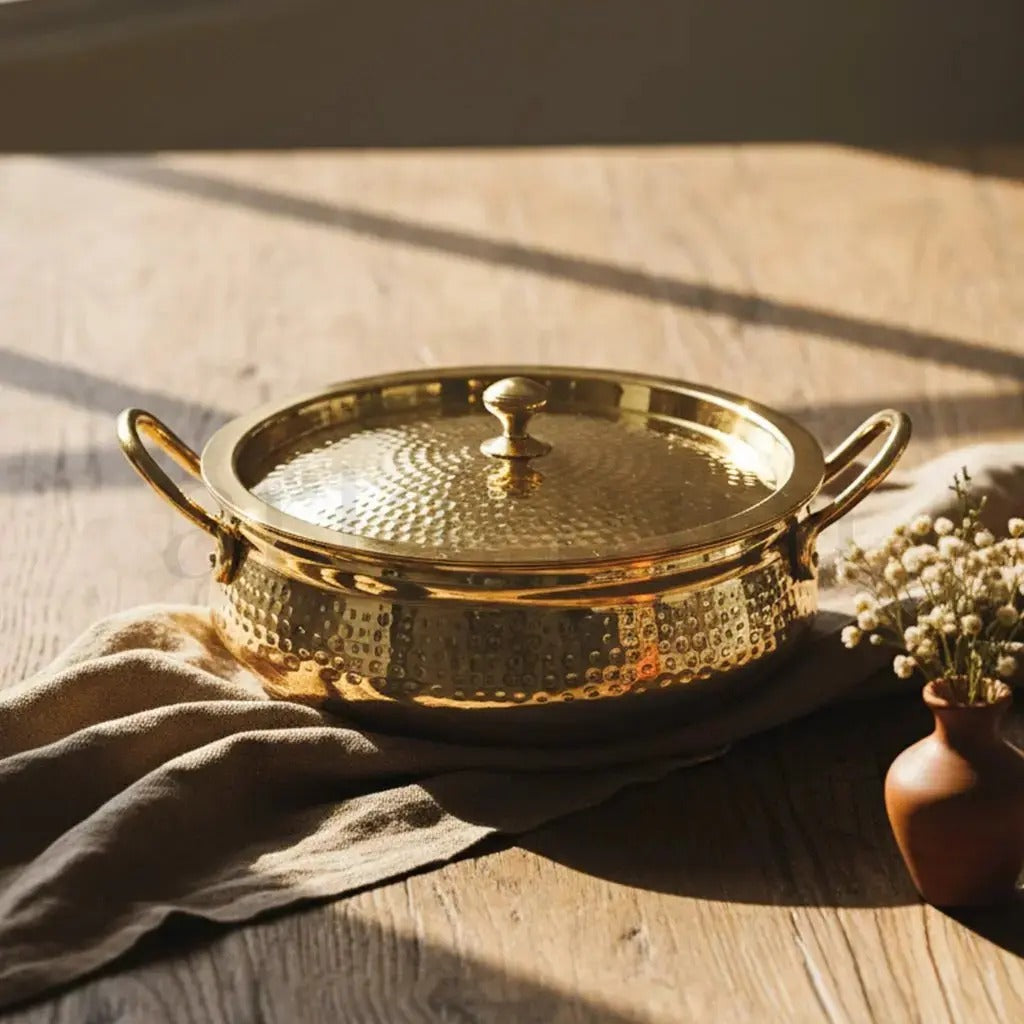 Artarium Brass Handi with Lid for Biryani and Slow Cooking