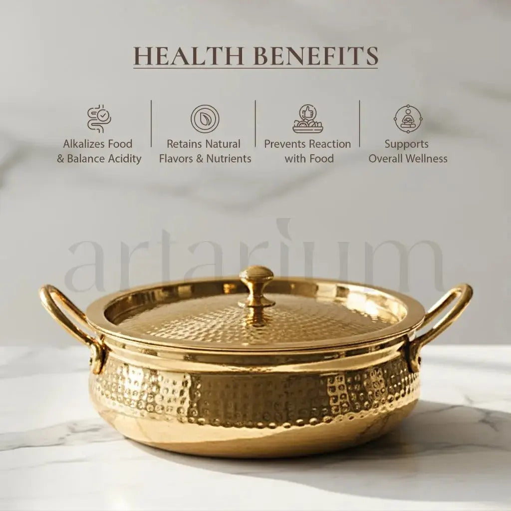Artarium Brass Handi with Lid for Biryani and Slow Cooking