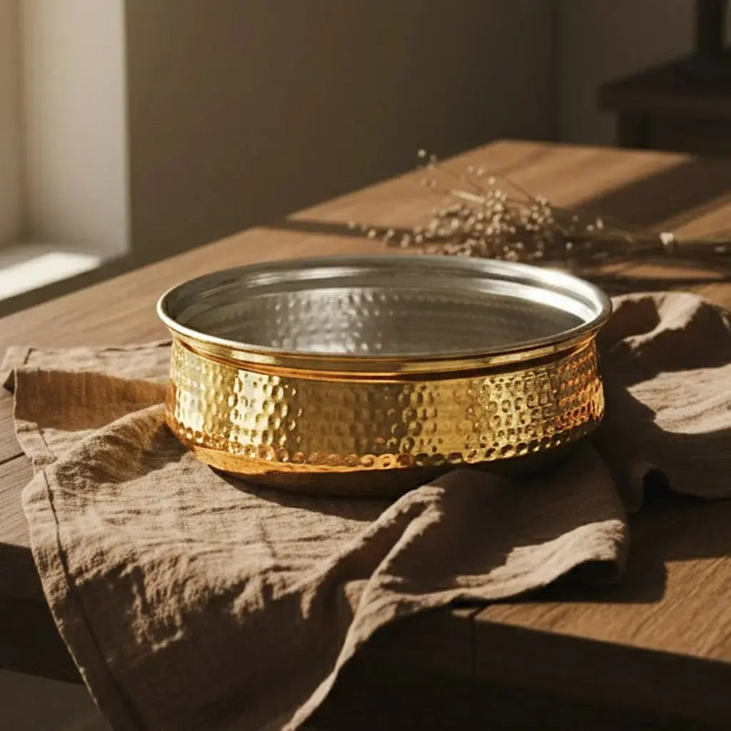 Artarium Brass Lagan with Kalai (Tin Coating) for Dum Cooking
