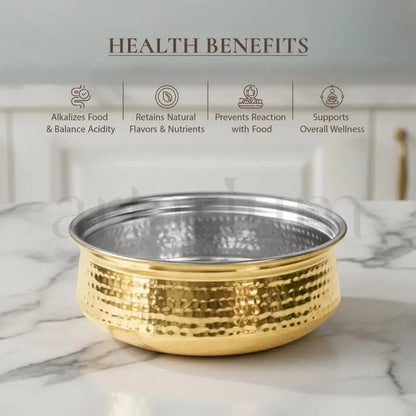 Artarium Brass Lagan with Kalai (Tin Coating) for Dum Cooking