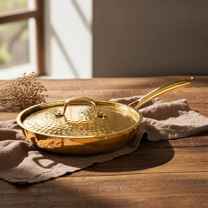 Artarium Brass Frying Pan with Lid Kalai Coated