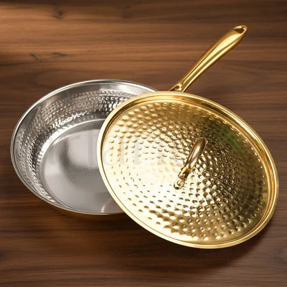 Artarium Brass Frying Pan with Lid Kalai Coated