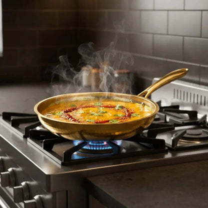 Artarium Brass Frying Pan with Lid Kalai Coated