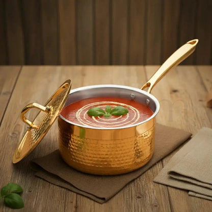Artarium Brass Sauce Pan with Lid Traditional Brass Cookware