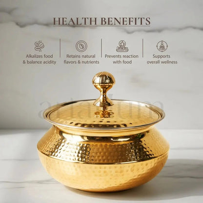 Artarium Brass Degchi Patili with Lid Traditional Cookware