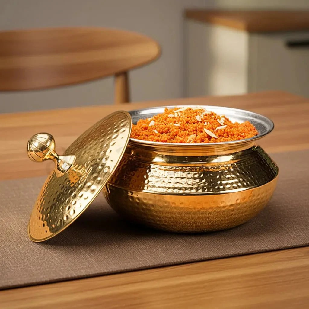 Artarium Brass Degchi Patili with Lid Traditional Cookware