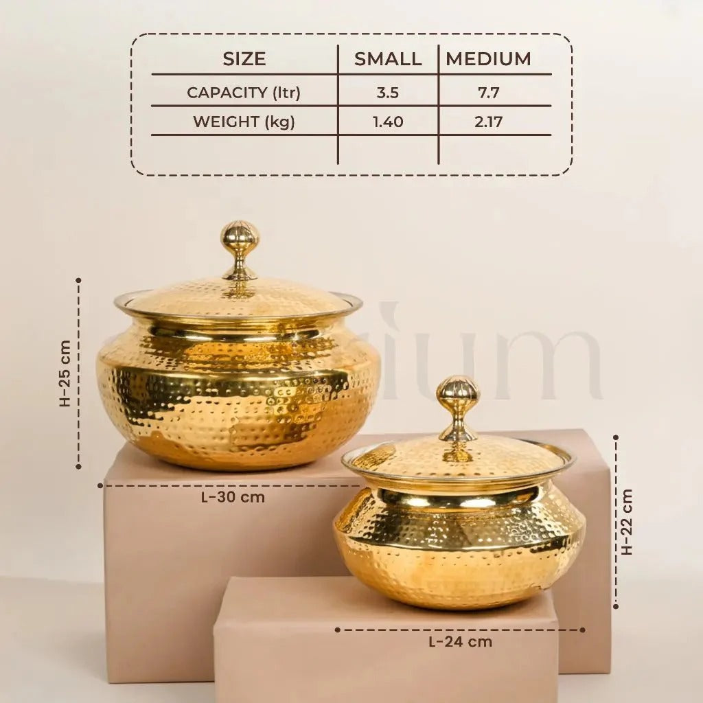 Artarium Brass Degchi Patili with Lid Traditional Cookware
