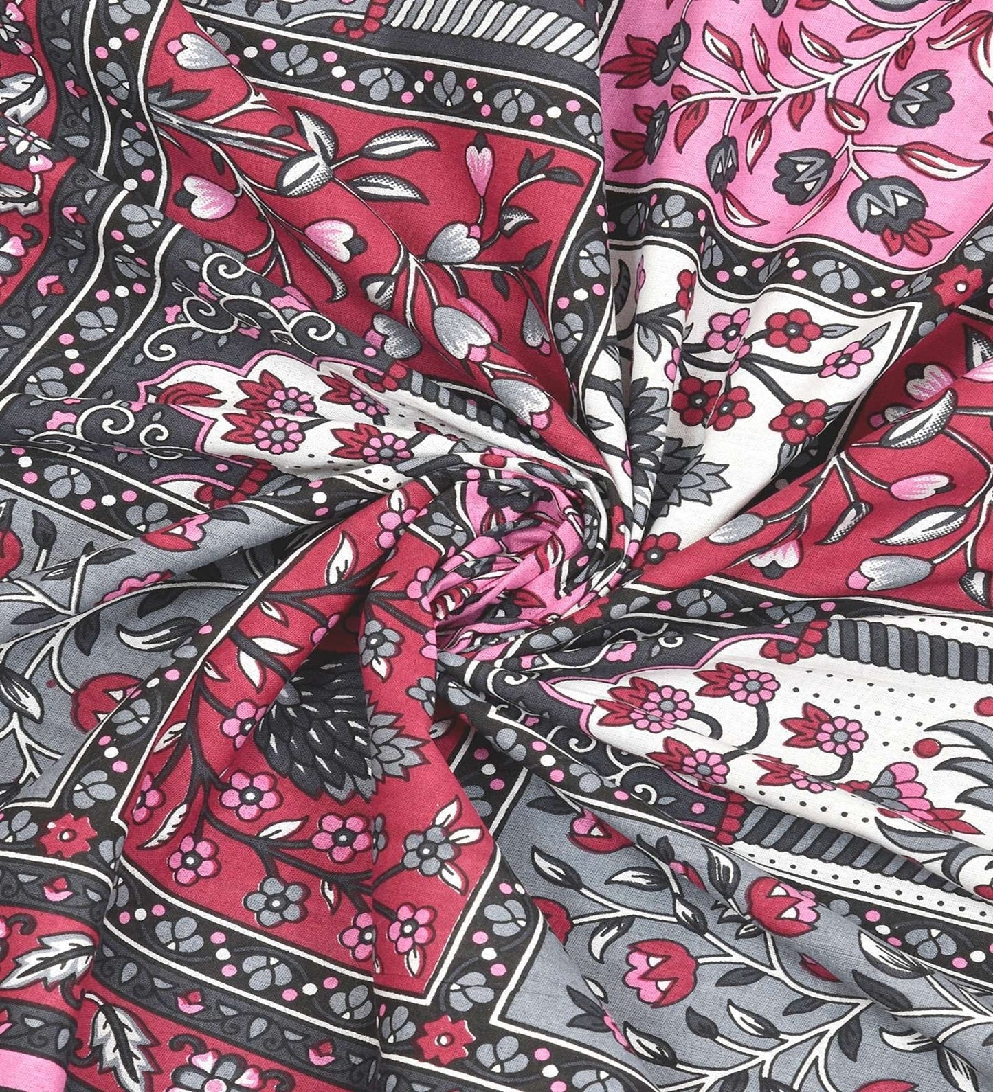 100% Pure Cotton Traditional Printed Bedsheet for Double Bed King Size Bedsheet with 2 Pillow Covers