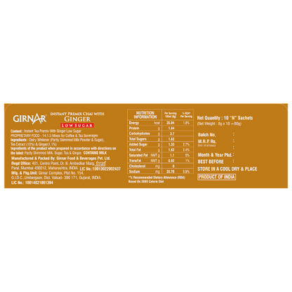 Girnar Instant Tea Premix With Ginger (Low Sugar)