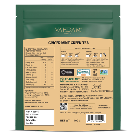 Ginger Mint Green Tea, 50 Count