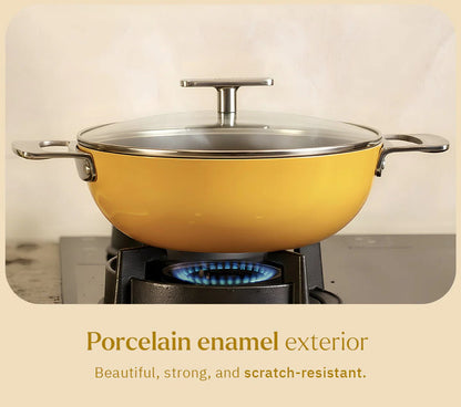 Ember Kadai 24cm Benares Gold Stainless Steel Handle Ceramic Non-Stick