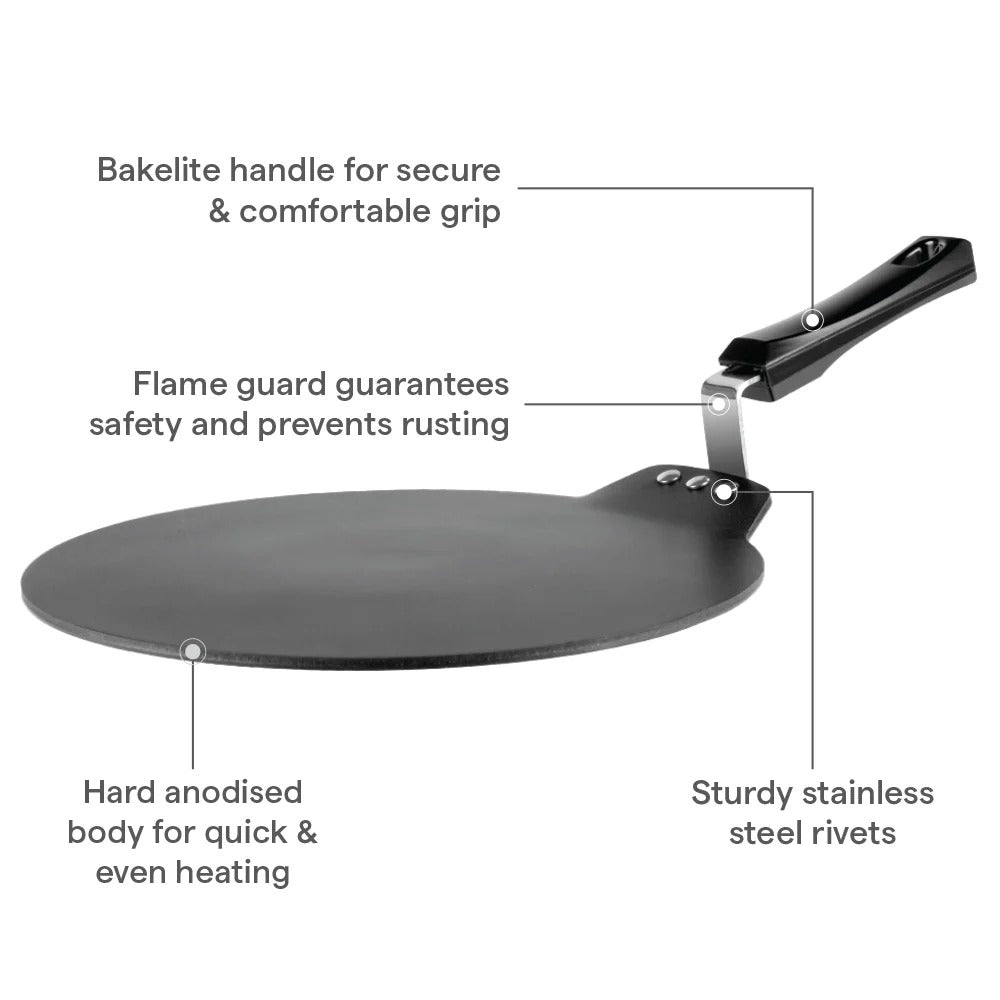 Borosil Hard Anodized Induction Base Non-Stick Dosa Tawa