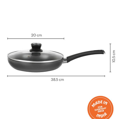 Borosil Hard Anodized Fry Pan with Glass Lid