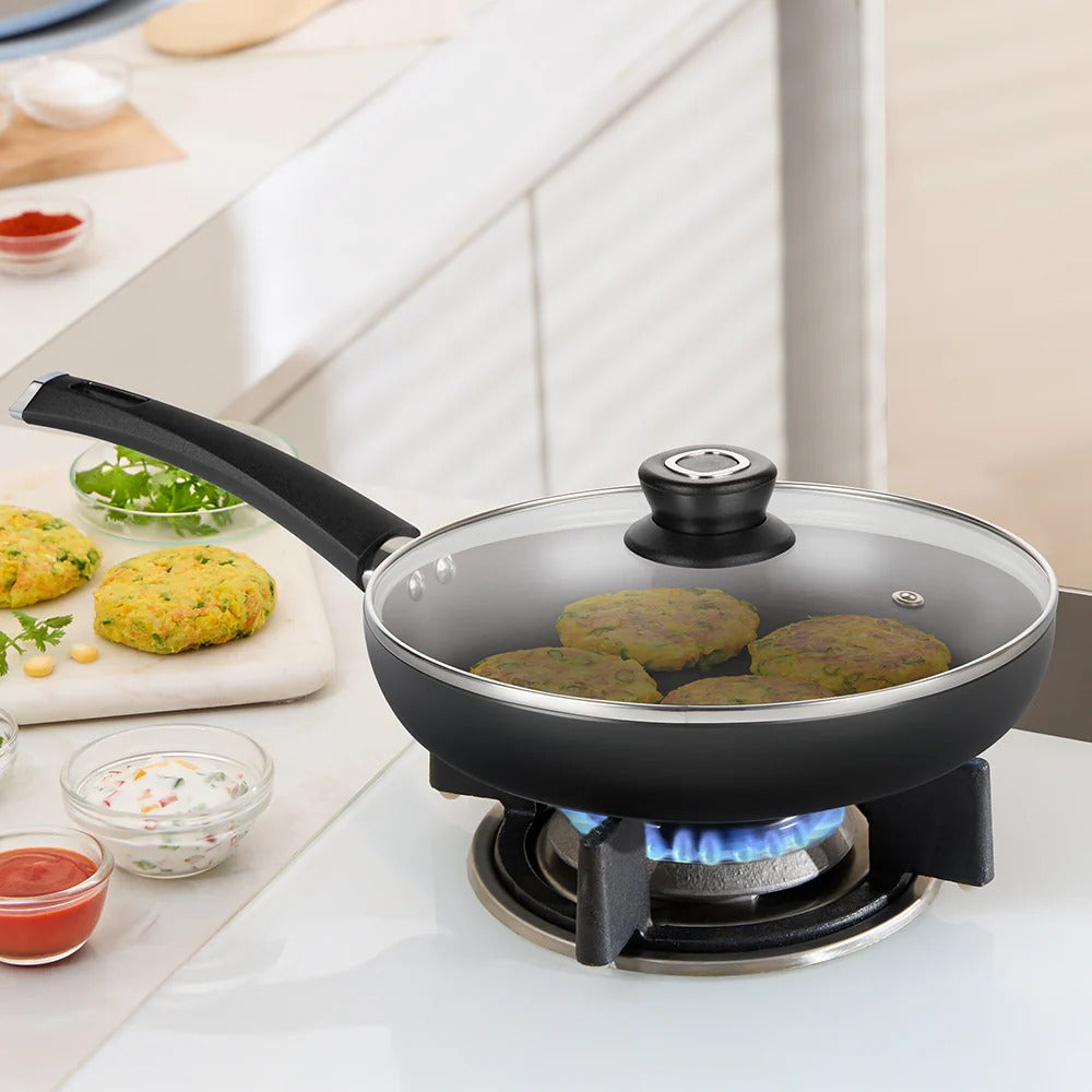 Borosil Hard Anodized Fry Pan with Glass Lid