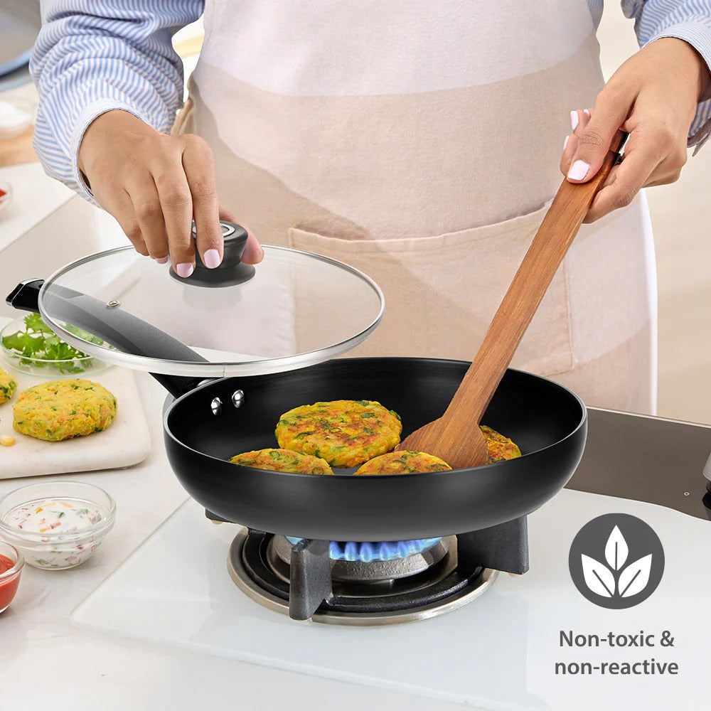 Borosil Hard Anodized Fry Pan with Glass Lid