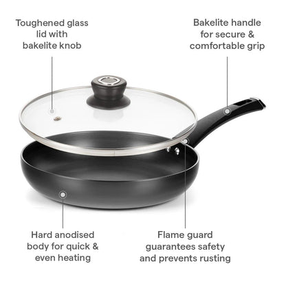 Borosil Hard Anodized Fry Pan with Glass Lid