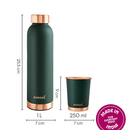 Borosil Eco Colour Copper Bottle and Glass Set