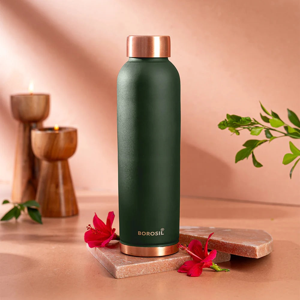 Borosil Eco Colour Copper Bottle and Glass Set