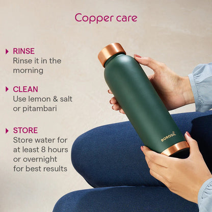 Borosil Eco Colour Copper Bottle and Glass Set