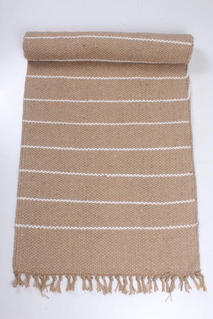 Shramdaan Handwoven Jute Runner with White Stripes