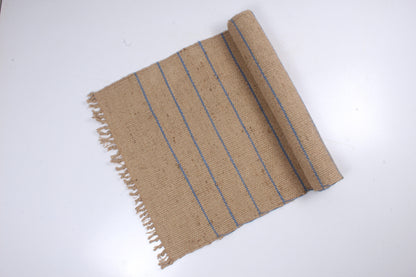 Shramdaan Pure Jute handwoven yoga mat with Blue Stripes