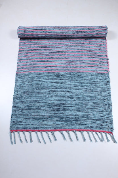 Shramdaan Blue and Black Shaded Yoga Mat with Pink Stripes