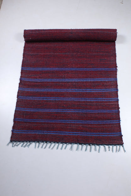 Shramdaan Maroon and Black Shaded Yoga Mat with Blue Stripes