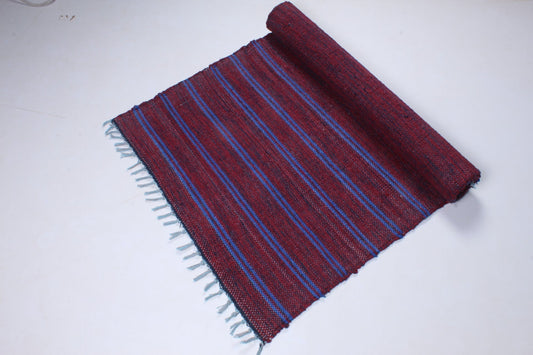 Shramdaan Maroon and Black Shaded Yoga Mat with Blue Stripes