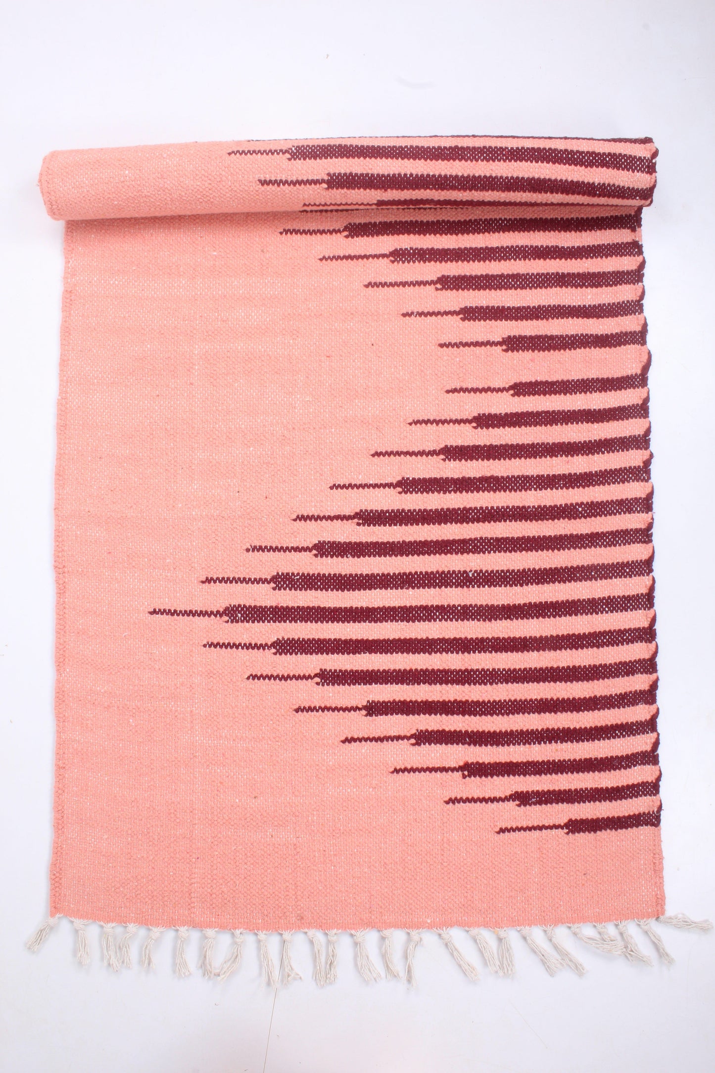 Shramdaan Melon Orange Yoga Mat with Maroon Red Stripes