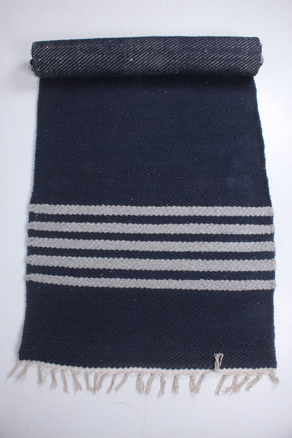Shramdaan Denim Blue Yoga Mat with Coin Grey Stripes