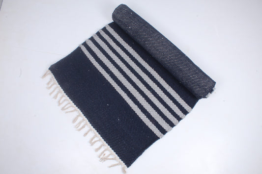 Shramdaan Denim Blue Yoga Mat with Coin Grey Stripes