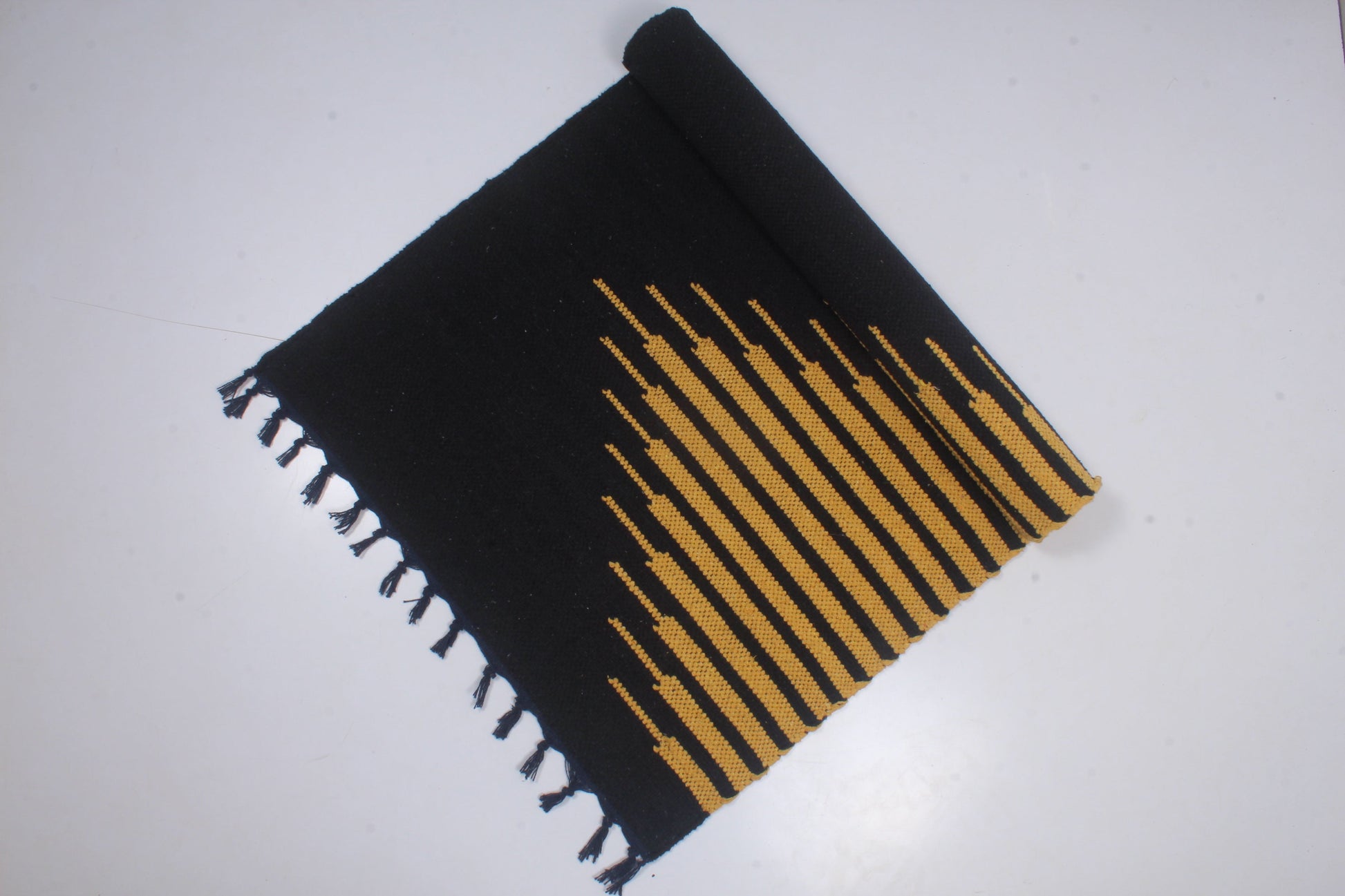 Shramdaan Black Yoga Mate with Yellow Stripes