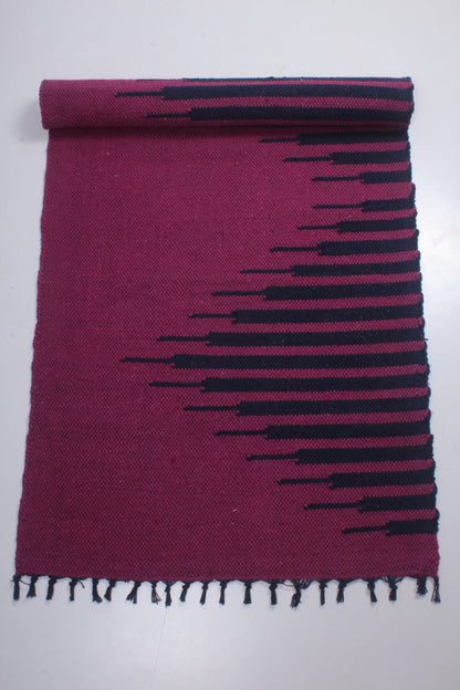 Shramdaan Red Yoga Mate with Black Stripes