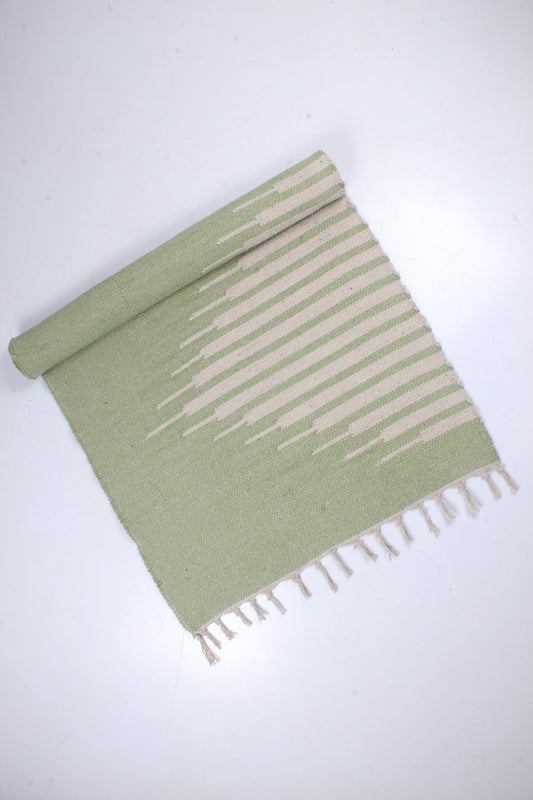 Shramdaan Green Yoga Mate with White Stripes